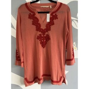 NWT! Soft Surroundings Palm Beach Sweater Tunic Women's PM Semi-Sheer Breathable